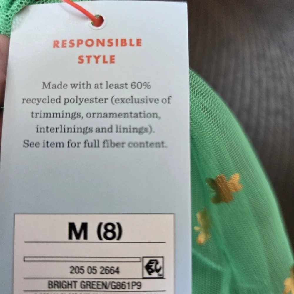Cat & Jack New Shamrock Green & Gold Tutu Skirt Girls Medium (8) Dance Dress up
